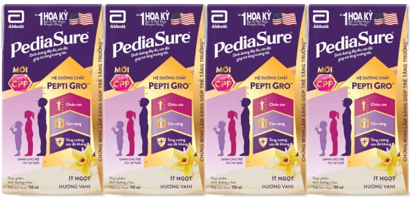 Thực phẩm dinh dưỡng y học cho trẻ 1-10 tuổi: Pediasure hương vani (110ml) (Lốc 4)