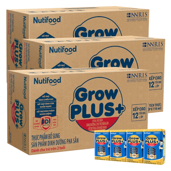 Combo 3 Thùng Sữa GrowPLUS+ Xanh 2+ 110ml (lốc 4 hộp)