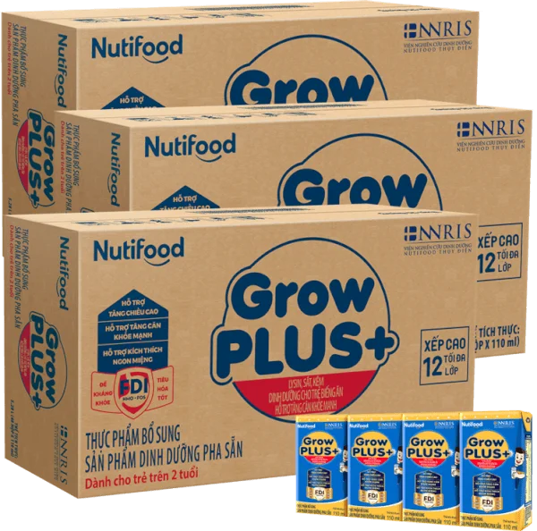 Combo 3 Thùng Sữa GrowPLUS+ Xanh 2+ 110ml (lốc 4 hộp)