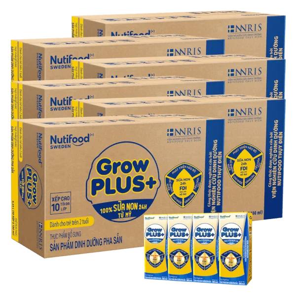 Combo 6 thùng Sữa GrowPLUS+ Sữa non Vàng 2+ hộp 180ml (lốc 4 hộp)