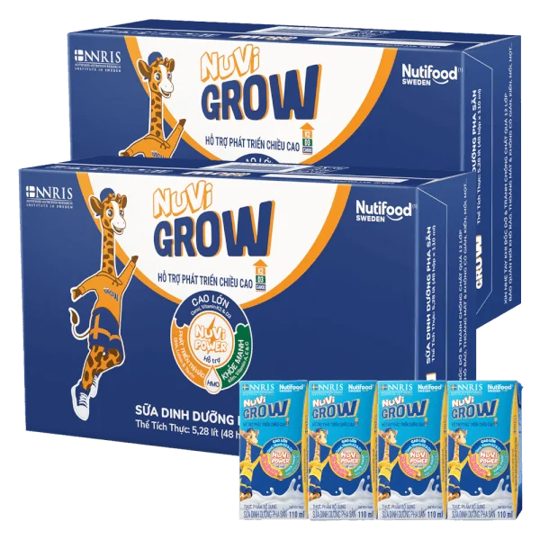 Combo 2 Thùng Sữa dinh dưỡng pha sẵn Nuvi Grow 2+ 110ml (Lốc 4 hộp)