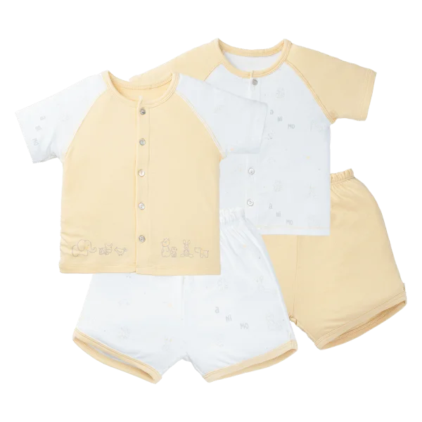 Set 2 Bộ kháng khuẩn Modal ngắn Cầu vồng Animo VD1023002 (0-24M,Vàng)