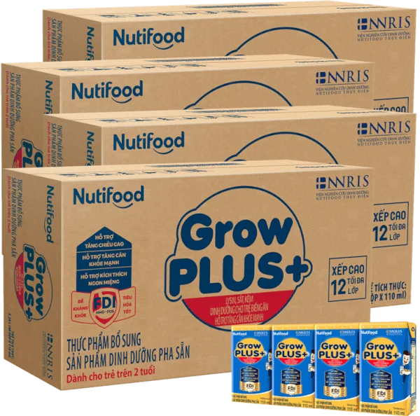 Combo 4 Thùng Sữa GrowPLUS+ Xanh 2+ 110ml (lốc 4 hộp)