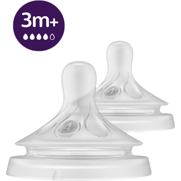 Vĩ 2 núm ty silicone Philips Avent mô phỏng tự nhiên mẫu mới (SCY964/02, 3-6M)