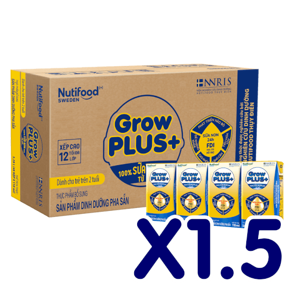 Combo 1.5 thùng Sữa GrowPLUS+ Sữa non Vàng hộp 110ml (lốc 4 hộp)