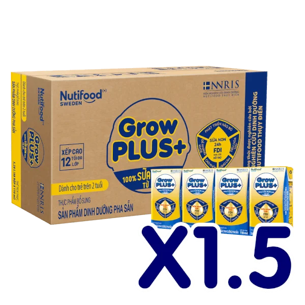 Combo 1.5 thùng Sữa GrowPLUS+ Sữa non Vàng hộp 110ml (lốc 4 hộp)
