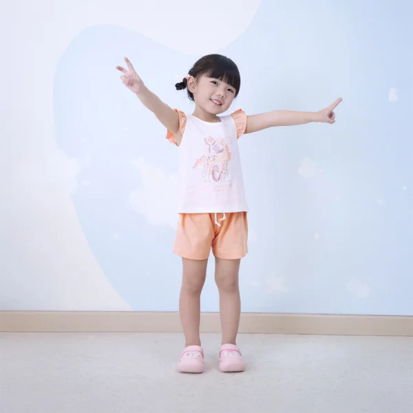 Bộ bé gái ngắn Animo TQ0824008 (9M-6Y,Trắng phối hồng)