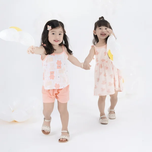 Bộ bé gái ngắn Animo Easy TX0824012 (1-4Y,Hồng cam)