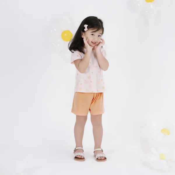 Bộ bé gái ngắn Animo Easy LU0824002 (1-4Y,Cam sữa)