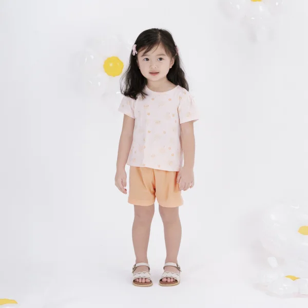 Bộ bé gái ngắn Animo Easy LU0824002 (1-4Y,Cam sữa)