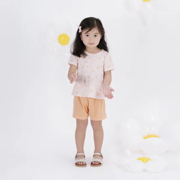 Bộ bé gái ngắn Animo Easy LU0824002 (1-4Y,Cam sữa)