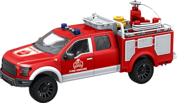 Xe cứu hỏa cao cấp có cửa đóng mở, vòi phun nước có âm thanh và đèn HW24022638 C407 (Đỏ)