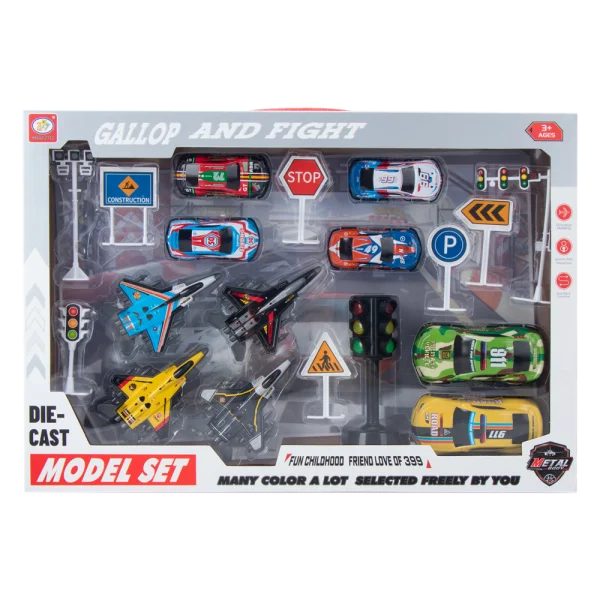 Bộ mô hình xe, máy bay và biển báo HW24031178 C407