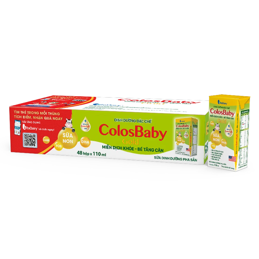 Thùng sữa uống dinh dưỡng Colosbaby 110ml, lốc 4 hộp (trên 1 tuổi)