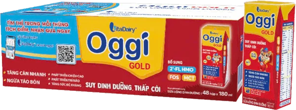 Thùng Sữa uống dinh dưỡng Oggi Gold 180ml, lốc 4 hộp (trên 1 tuổi)