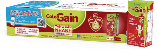 Thùng Sữa uống dinh dưỡng Colos Gain 110ml, lốc 4 hộp (trên 1 tuổi)