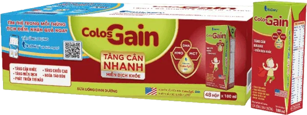 Thùng Sữa uống dinh dưỡng Colos Gain 180ml, lốc 4 hộp (trên 1 tuổi)