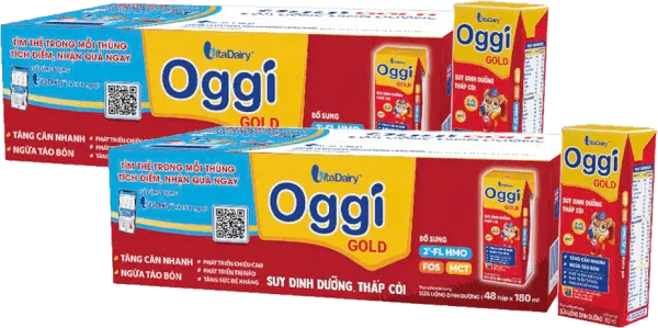 Combo 2 thùng Sữa uống dinh dưỡng Oggi Gold 180ml, lốc 4 hộp (trên 1 tuổi)
