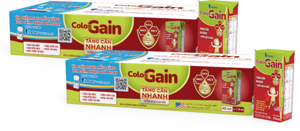 Combo 2 thùng Sữa uống dinh dưỡng Colos Gain 110ml, lốc 4 hộp (trên 1 tuổi)