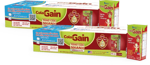 Combo 2 thùng Sữa uống dinh dưỡng Colos Gain 110ml, lốc 4 hộp (trên 1 tuổi)