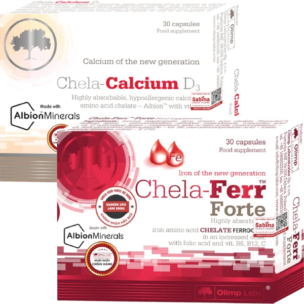 Combo 1 Thực phẩm bảo vệ sức khỏe Chela calcium D3 và Thực phẩm bảo vệ sức khỏe Chela - Ferr Forte