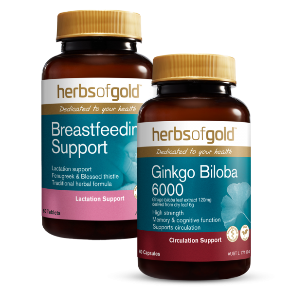 Combo 1 Thực phẩm bảo vệ sức khoẻ Herbs of Gold Herbs of Gold Breastfeeding Support và 1 Thực phẩm bảo vệ sức khoẻ Herbs of Gold Ginkgo Biloba 6000