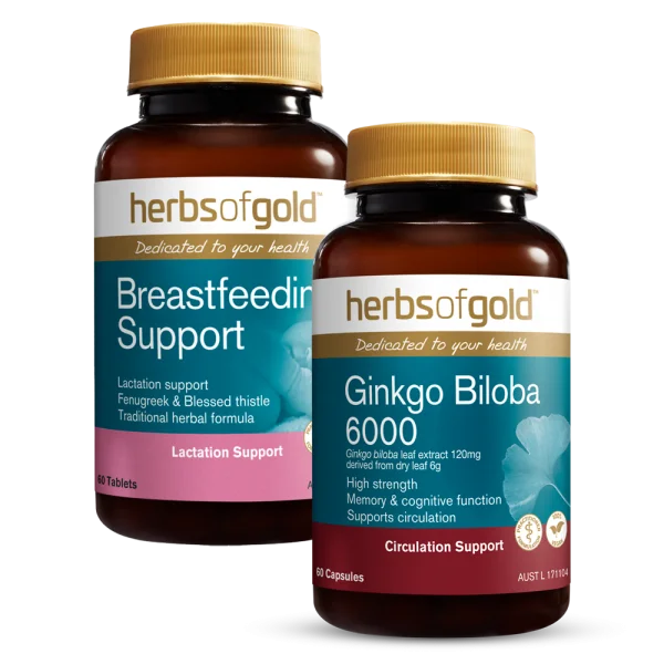 Combo 1 Thực phẩm bảo vệ sức khoẻ Herbs of Gold Herbs of Gold Breastfeeding Support và 1 Thực phẩm bảo vệ sức khoẻ Herbs of Gold Ginkgo Biloba 6000