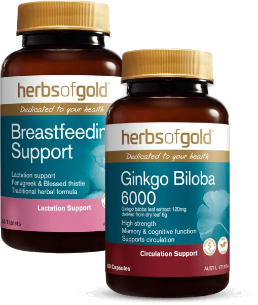 Combo 1 Thực phẩm bảo vệ sức khoẻ Herbs of Gold Herbs of Gold Breastfeeding Support và 1 Thực phẩm bảo vệ sức khoẻ Herbs of Gold Ginkgo Biloba 6000