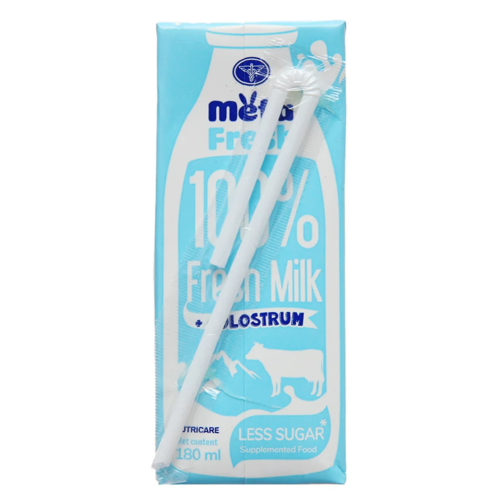 Thùng sữa tươi ít đường bổ sung sữa non Metafresh 180ml, lốc 4 hộp
