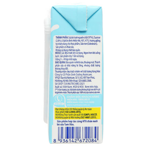 Thùng sữa tươi ít đường bổ sung sữa non Metafresh 110ml, lốc 4 hộp