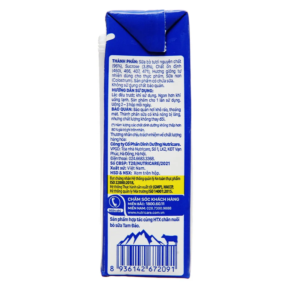 Thùng sữa tươi có đường bổ sung sữa non Metafresh 180ml, lốc 4 hộp