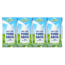 Quà tặng khi mua Combo 4 Sữa tươi sạch tiệt trùng Nutimilk, ít đường, 110ml (lốc 4 hộp)