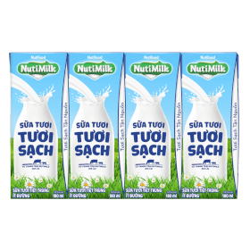Quà tặng khi mua Combo 4 Sữa tươi sạch tiệt trùng Nutimilk, ít đường, 180ml (lốc 4 hộp)