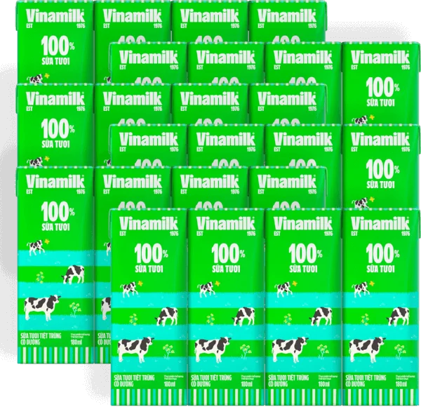 Combo 6 Sữa tươi tiệt trùng có đường Vinamilk 180ml - Lốc 4 hộp