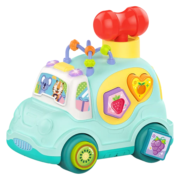 Ô tô đa năng có phím bấm, lắp hình khối, luyện tay và nhạc đèn LH16880910 C407 (Xanh dương)