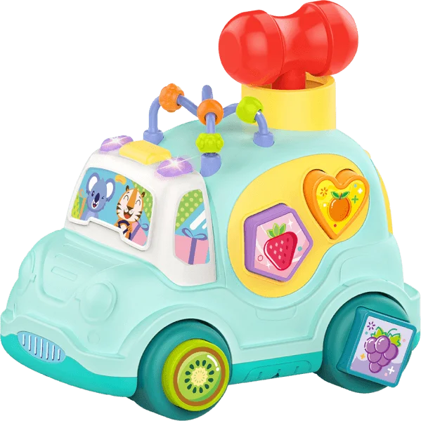 Ô tô đa năng có phím bấm, lắp hình khối, luyện tay và nhạc đèn LH16880910 C407 (Xanh dương)