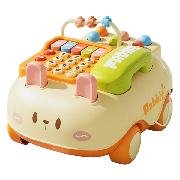 Xe điện thoại hình thỏ 2in1 có nhạc đèn và luyện tay LH16880841 C407 (Cam)