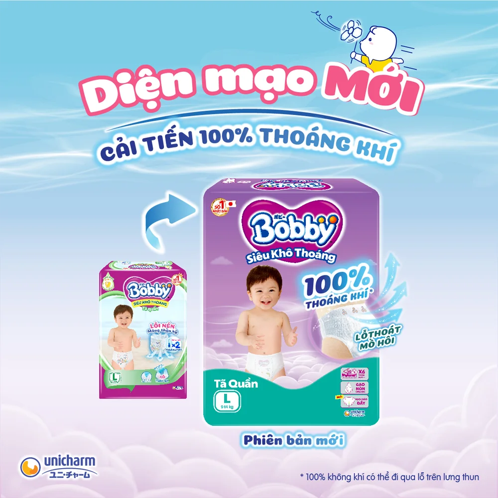 Tã quần Bobby size XXL, 60 miếng (giao bao bì ngẫu nhiên)