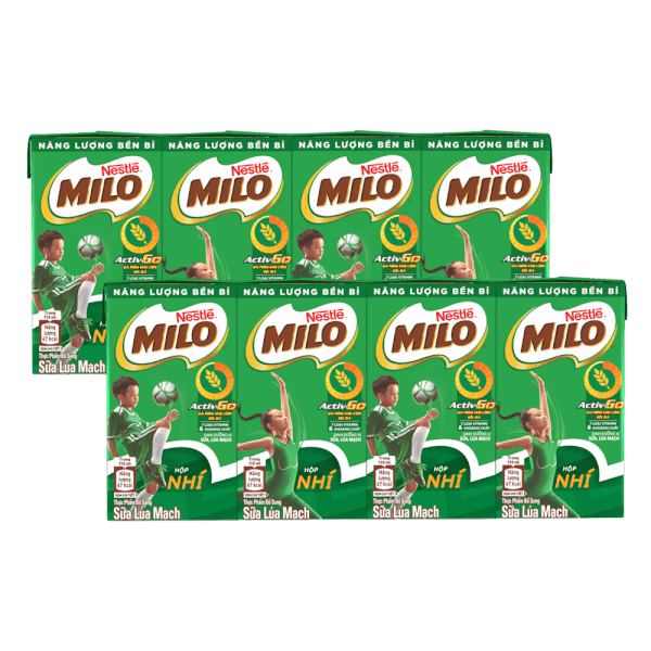 Combo 2 Thực phẩm bổ sung sữa lúa mạch Nestlé Milo 110ml (Lốc 4 hộp)