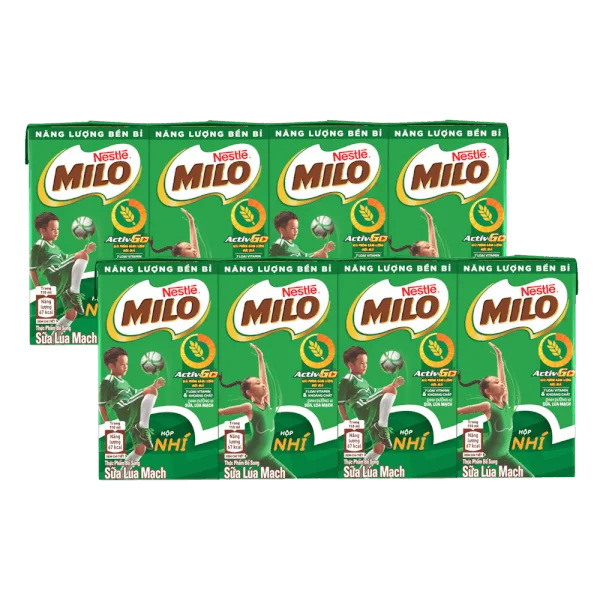 Combo 2 Thực phẩm bổ sung sữa lúa mạch Nestlé Milo 110ml (Lốc 4 hộp)