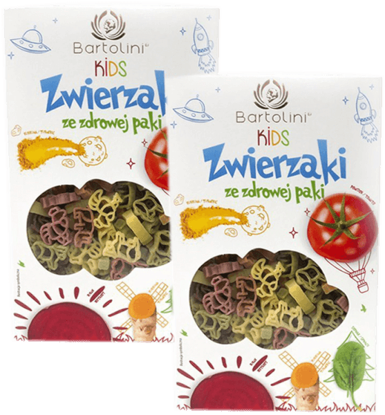 Combo 2 Mì nui rau củ cho bé hình động vật Bartolini (250g)