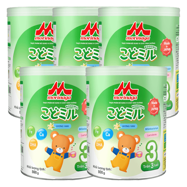 Combo 5 Sữa Morinaga số 3 800g hương vani (Kodomil, trên 3 tuổi)