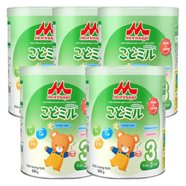 Combo 5 Sữa Morinaga số 3 800g hương vani (Kodomil, trên 3 tuổi)