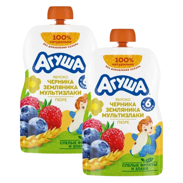 Combo 2 Trái cây nghiền táo, việt quất, dâu rừng và ngũ cốc Agusha