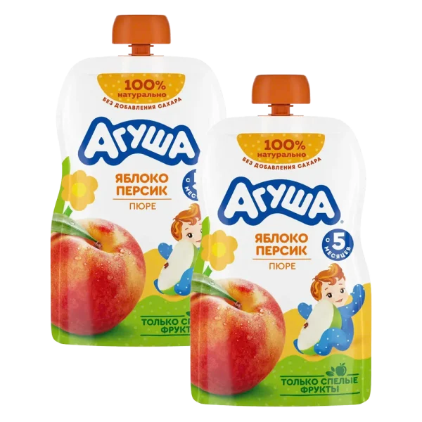 Combo 2 Trái cây nghiền vị táo và đào Agusha