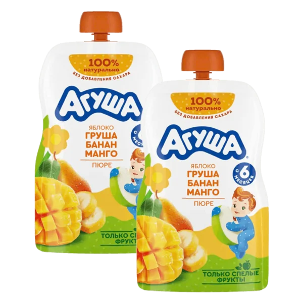 Combo 2 Trái cây nghiền vị táo, lê, chuối và xoài Agusha