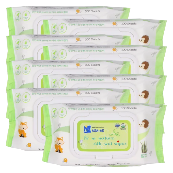 Combo 8 Khăn ướt chiết xuất tự nhiên Aga-ae, 100 tờ
