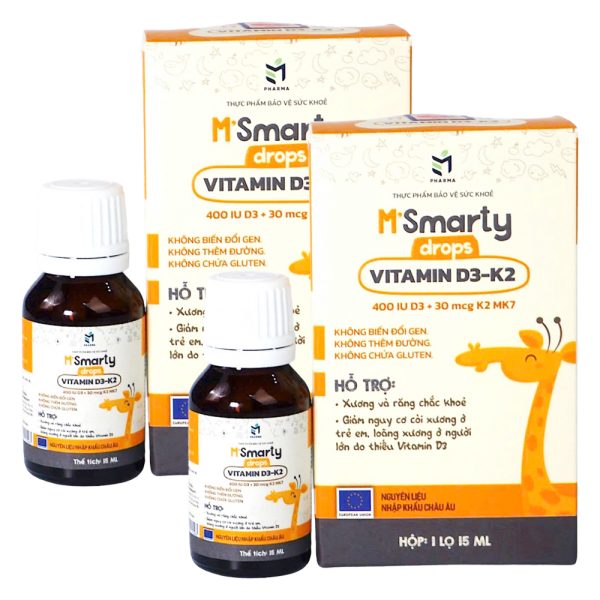 Combo 2 Thực Phẩm Bảo Vệ Sức Khoẻ M'Smarty Drops Vitamin D3-K2