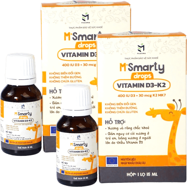 Combo 2 Thực Phẩm Bảo Vệ Sức Khoẻ M'Smarty Drops Vitamin D3-K2