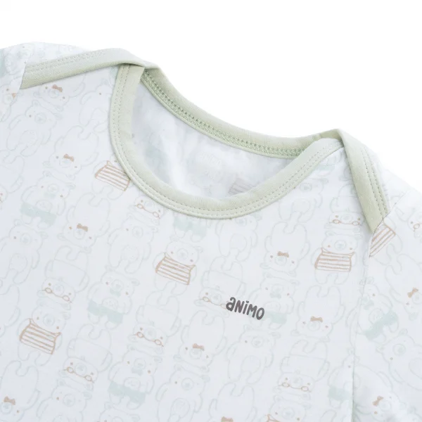 Set 2 Bodysuit modal kháng khuẩn tam giác Animo VD1024010 (0-9M,Xanh bơ)